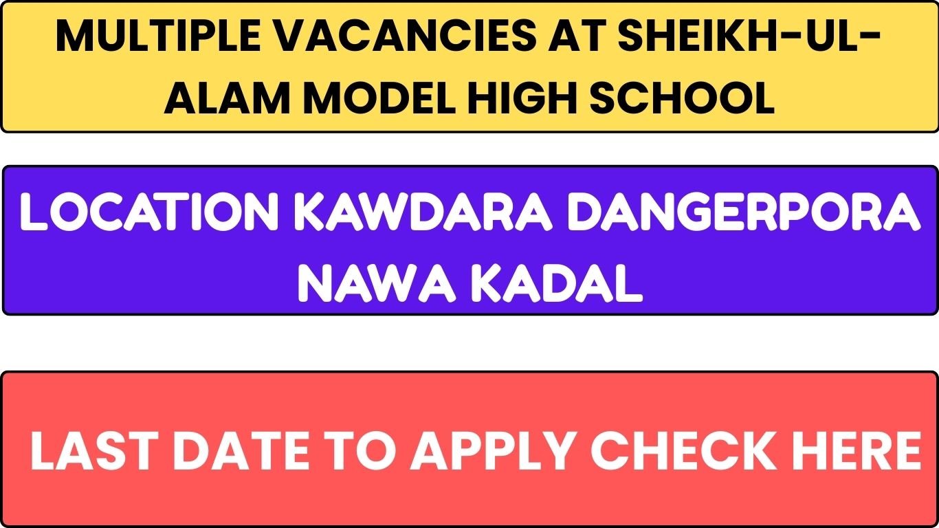 Multiple Vacancies at Sheikh-ul-Alam Model High School